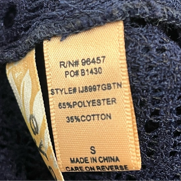 Navy Blue Crochet Open Front Waterfall Cardigan Size S - Picture 11 of 11